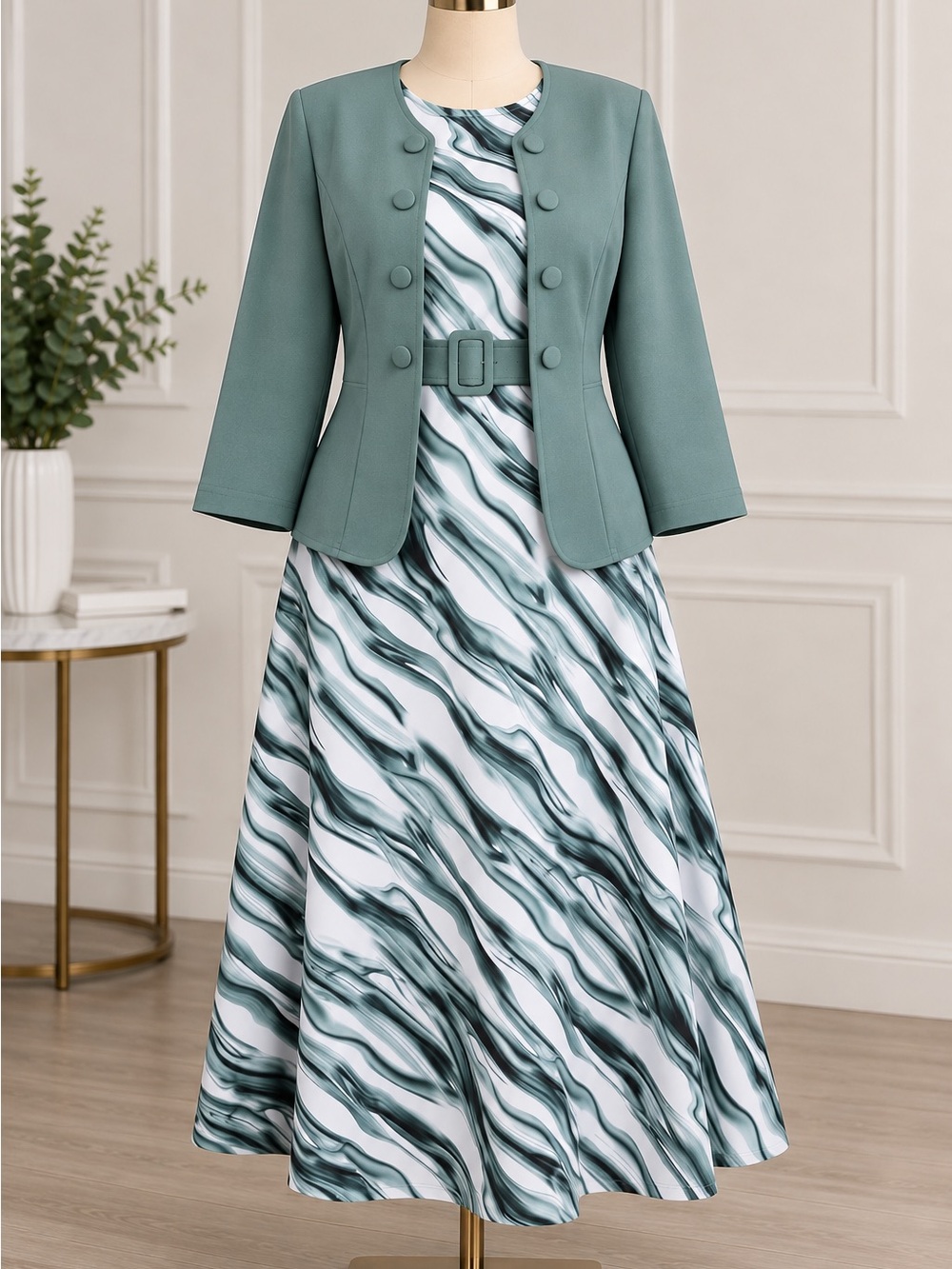 Elegant Teal Women's Jacket - Classic Tailored Coat